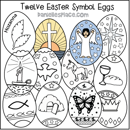 Twelve Easter Symbol Egg Printables for Easter Sunday School Craft