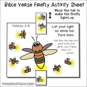 Bible Verse Firefly Activity Sheet for Firefly Faith Bible Lesson or Children's Sermon