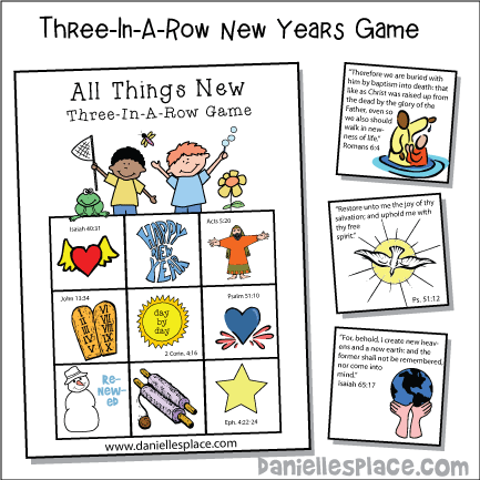 Three-in-a-Row New Years Bible Verse Review Game for Children's Ministry