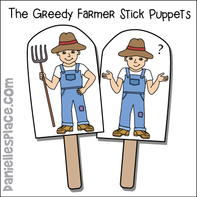 Greedy Farmer Stick Puppets used to tell the Bible Story about the Rich Fool. Children can also use them to retell the story as a review.
