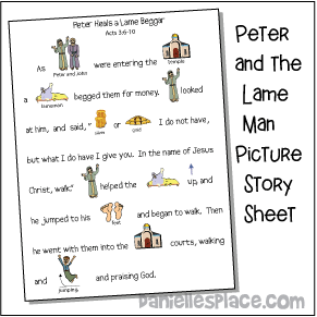 Peter Heals the Lame Man Picture Story Activity Sheet