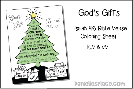 God's Gift Christmas Bible Verse Coloring Sheet