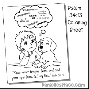 Psalm 34:13 Bible Verse Coloring Sheet about Types of Lies