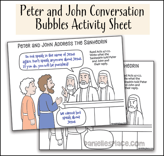 Peter and John Address the Sanhedrin Conversation Bubble Activity Sheet