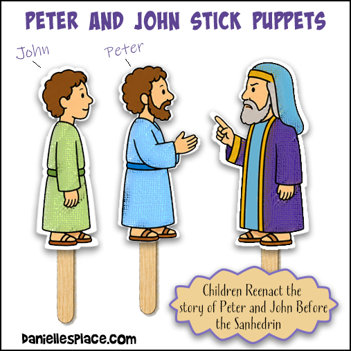 Peter, John and Sanhedrin Stick Puppets