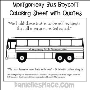 Montgomery Bus Boycott with Quotes Coloring Sheet