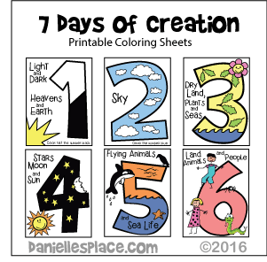 The Seven Days of Creation Bible Coloring Sheets Printable Craft Patterns