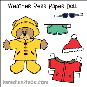 Weather Bear Paper Doll Pattern