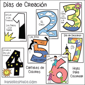 Days of Creation Coloring Sheets and Posters - Spanish