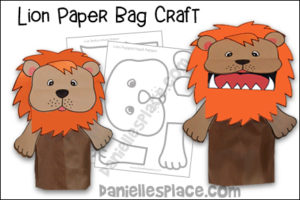 Lion Paper Bag Puppet Craft - Printable Craft Patterns