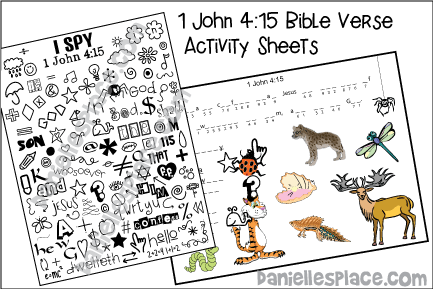 1 John 4:15 Bible Verse Activity Sheets - KJV