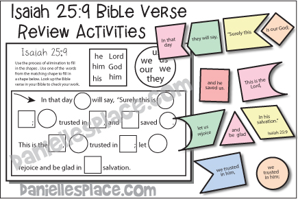 Isaiah 25:9 Bible Verse Review Activities - NIV