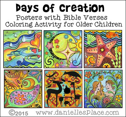 7 Days of Creation Doodle Coloring Sheets