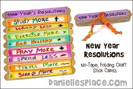 New Year Resolutions No-Tape Folding Craft Stick Patterns