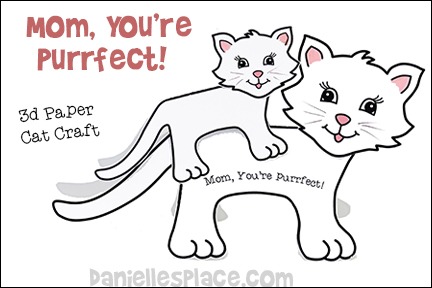 Mother's Day Card Craft for Children with mother cat and kitten