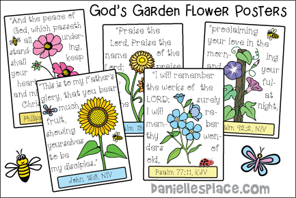 Growing in God's Growing in God's Garden Five Bible Verse Flower Posters and Coloring Sheets