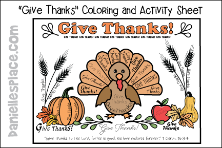 "Give Thanks" Coloring and Activity Sheet