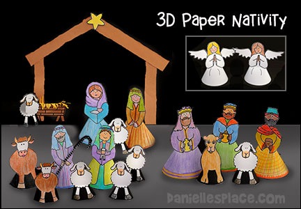 Nativity Scene with 3D stand-up Figures