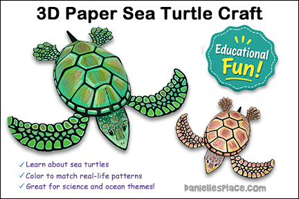 3D Paper Sea Turtle Craft And Learning Activity